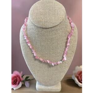 Vintage Pink Moonglow Glass Nugget & Chip 17" Necklace